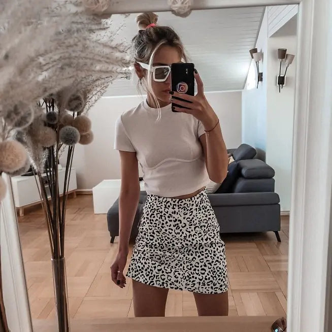 Doha Leopard Print Mini Skirt