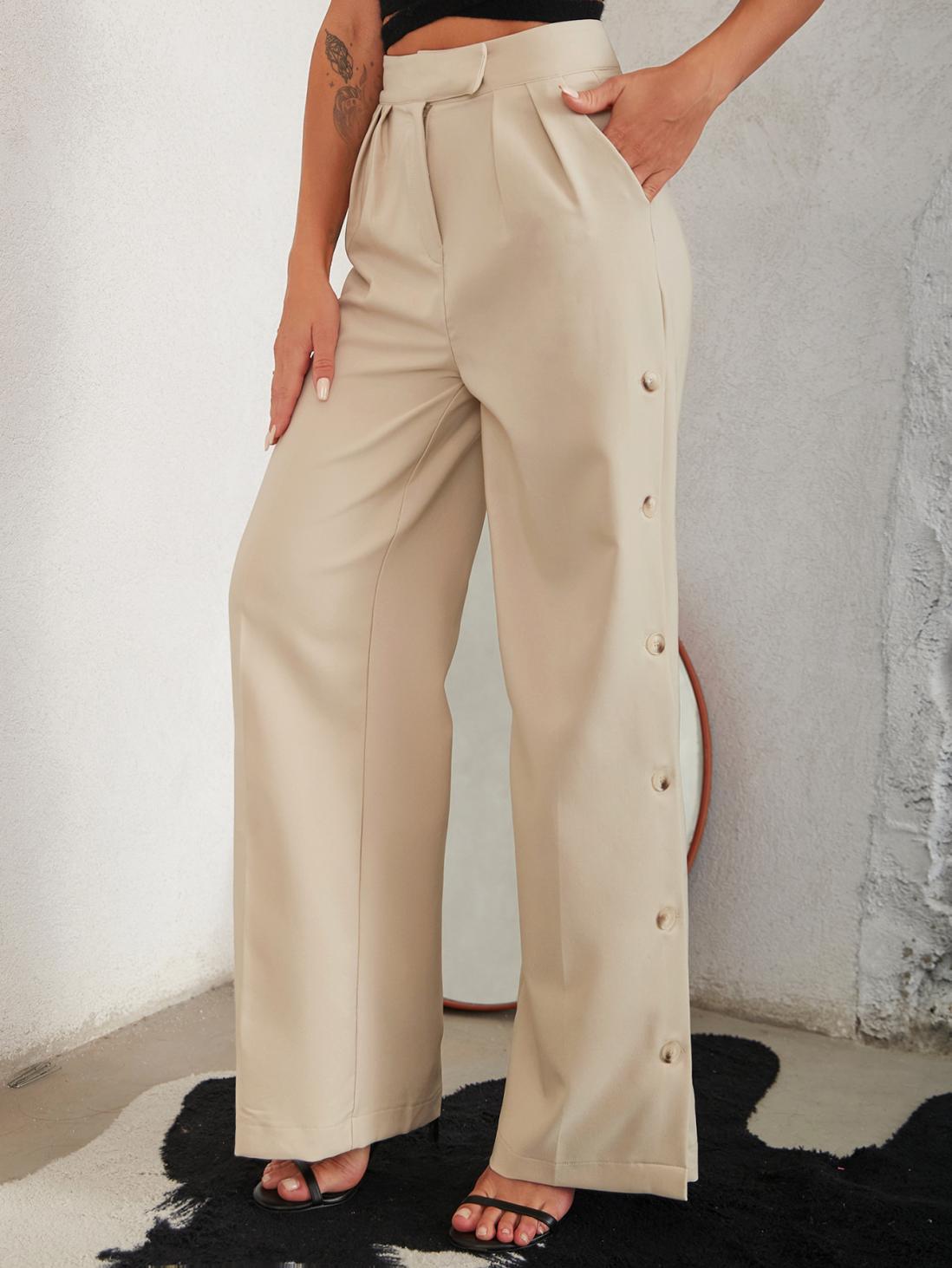 Elena Pleated Button Pants