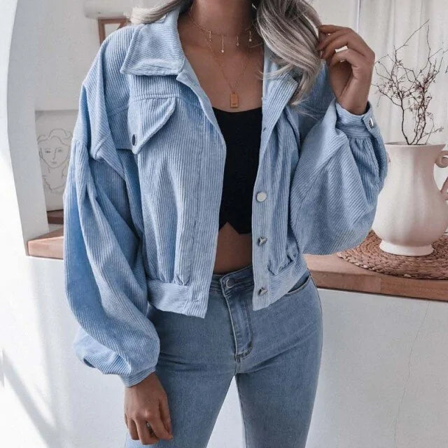 Chic Corduroy Cropped Jacket