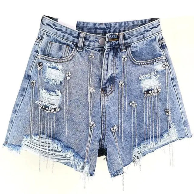 Tasha Rhinestone Denim Shorts