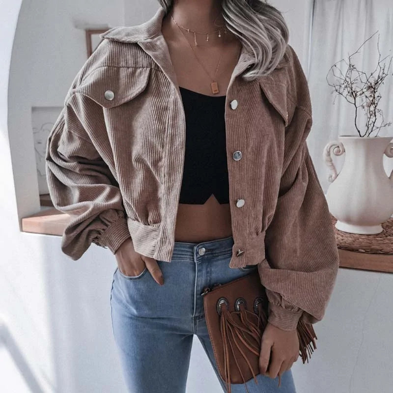 Chic Corduroy Cropped Jacket