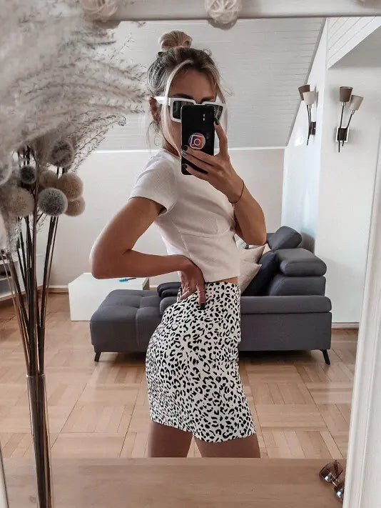 Doha Leopard Print Mini Skirt