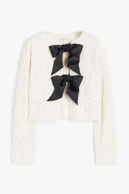 Chic Bowtie Sequin Jacket