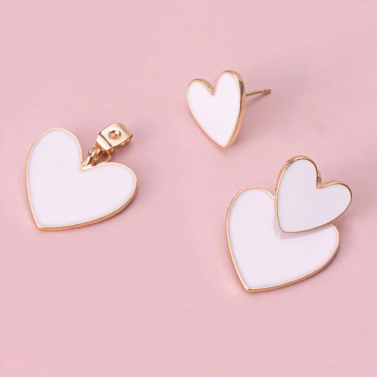 White Hearts Earrings