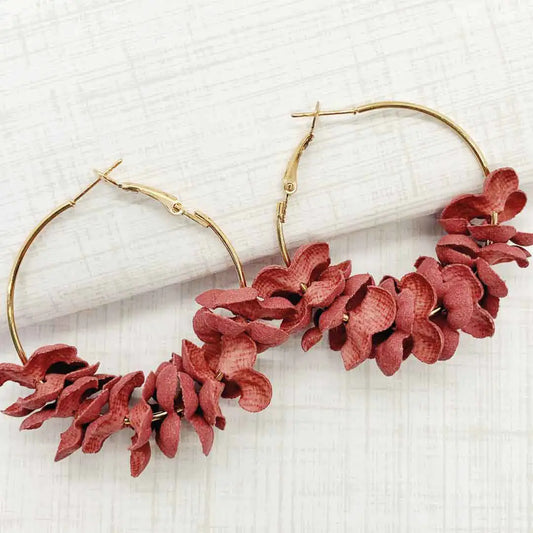 Floral Rose Hoop Earrings