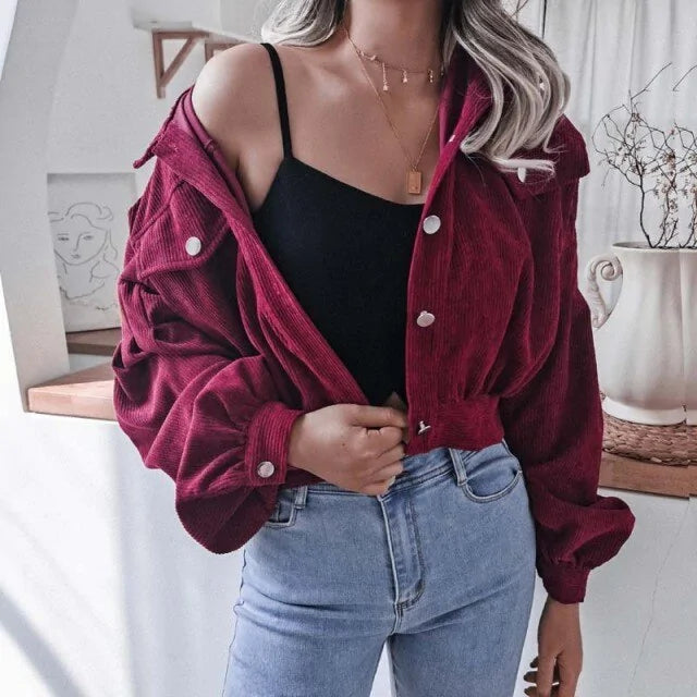 Chic Corduroy Cropped Jacket