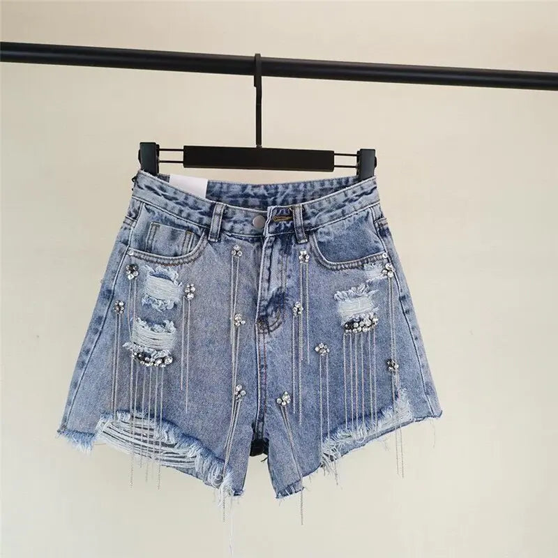 Tasha Rhinestone Denim Shorts