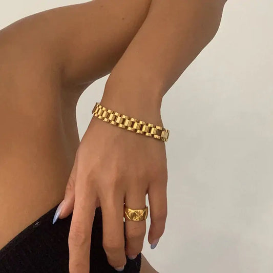 18k Gold/ Sterling Silver Plated Chain Bracelet