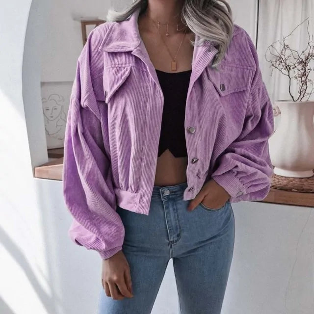 Chic Corduroy Cropped Jacket