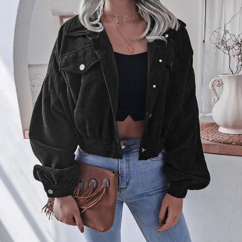 Chic Corduroy Cropped Jacket