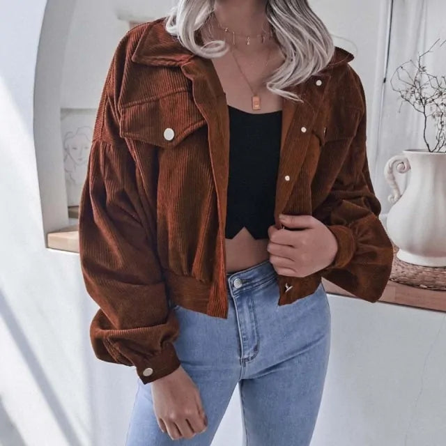 Chic Corduroy Cropped Jacket