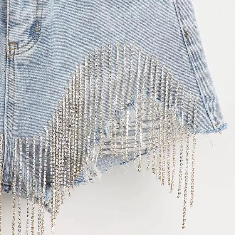 Tasha Rhinestone Denim Shorts