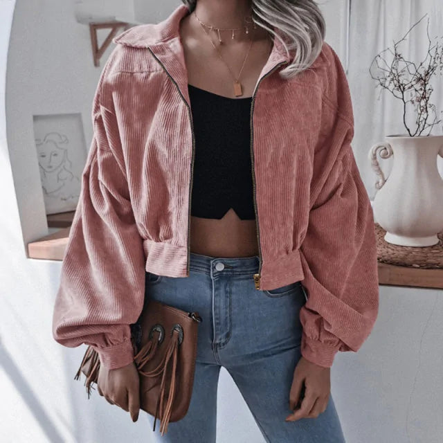 Chic Corduroy Cropped Jacket