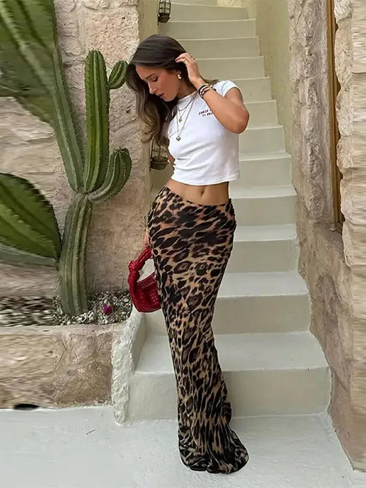 Leona Leopard Print Maxi Skirt