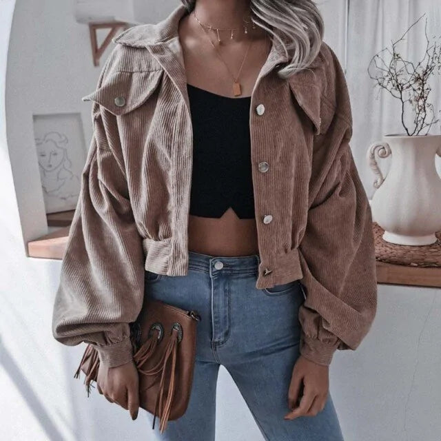 Chic Corduroy Cropped Jacket