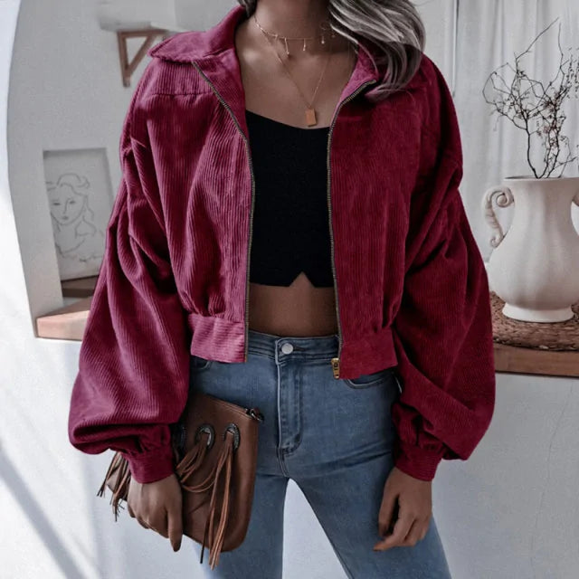 Chic Corduroy Cropped Jacket